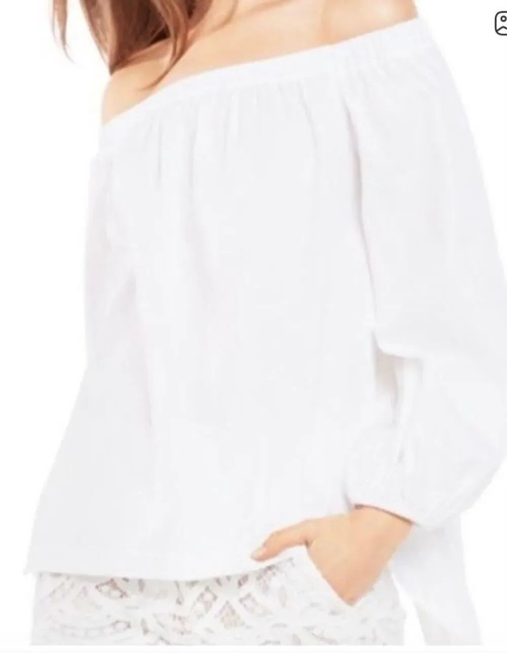 BCBG maxaZaria women’s white 100% cotton open back blouse S